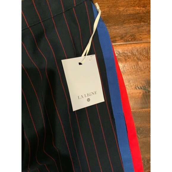 La Ligne X Target Wide-Leg Pants Size 4X Blue Red Pinstripe Elastic Waist NWT - Picture 5 of 7